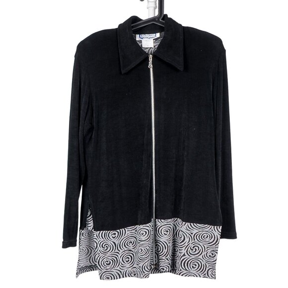 Kokomo Slinky Jacket S Womens VTG Full Zip Black Gray Swirl Travel Acetate USA - Picture 1 of 7